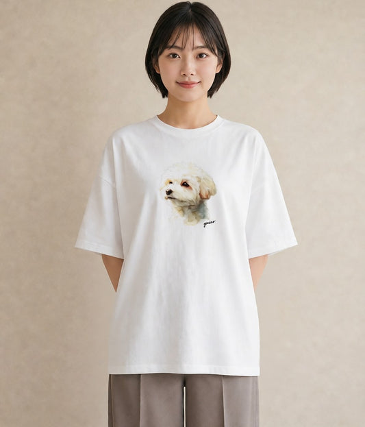 Tシャツ レディース 愛犬 犬 いぬ イラスト カフェコーデ 通学 誕生日プレゼント 白T YMAZO