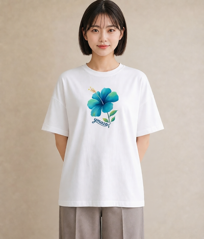 半袖Tシャツ レディース あさがお 朝顔 花 花柄 イラスト シンプル 夏コーデ 通学 白T