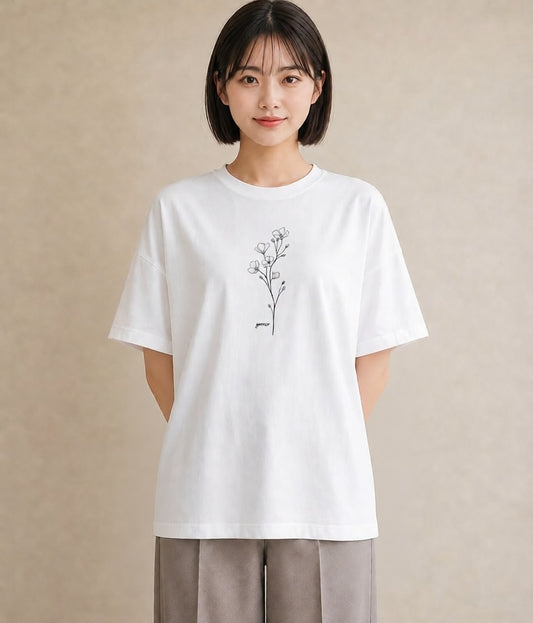 デザインTシャツ レディース さくら 桜 桜の枝 イラスト ラフ 親子 20代 白T YMAZO