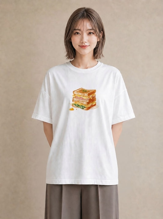 プリントTシャツ レディース たまご 食べ物 フード イラスト ユニーク 夏コーデ 通学 白T YMAZO