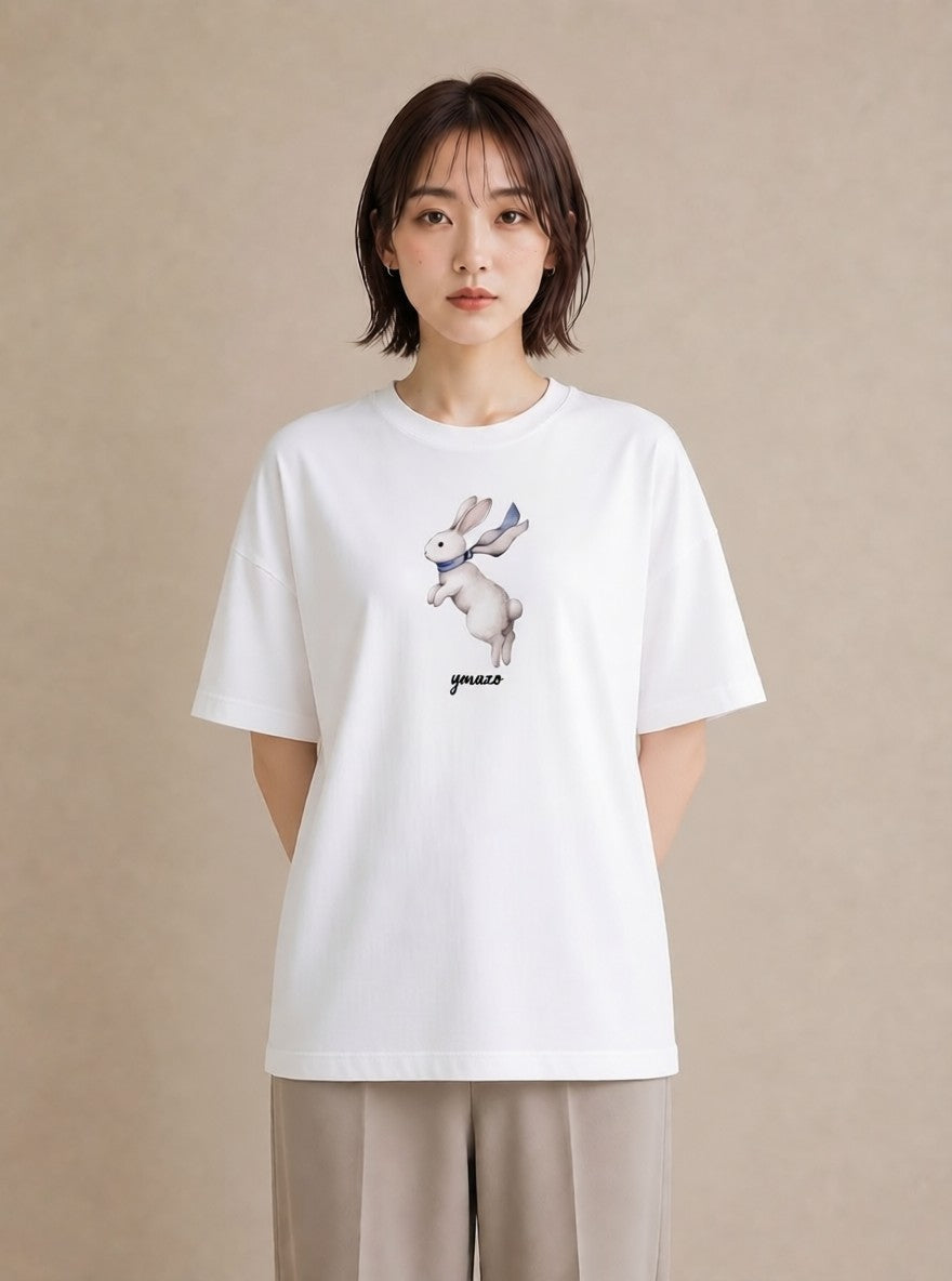 プリントTシャツ レディース ミニうさぎ ペット 動物 イラスト ゆるコーデ 母娘コーデ 自分用 白T YMAZO