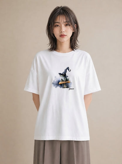 デザインTシャツ レディース アマガエル ペット 動物 イラスト ラフカジュアル 自分用 ルームウェア 白T YMAZO