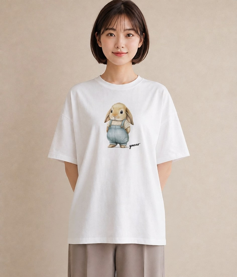 グラフィックTシャツ レディース うさぎ ウサギ ラビット ペット 動物 イラスト レトロ カフェ服 クリスマス 白T YMAZO