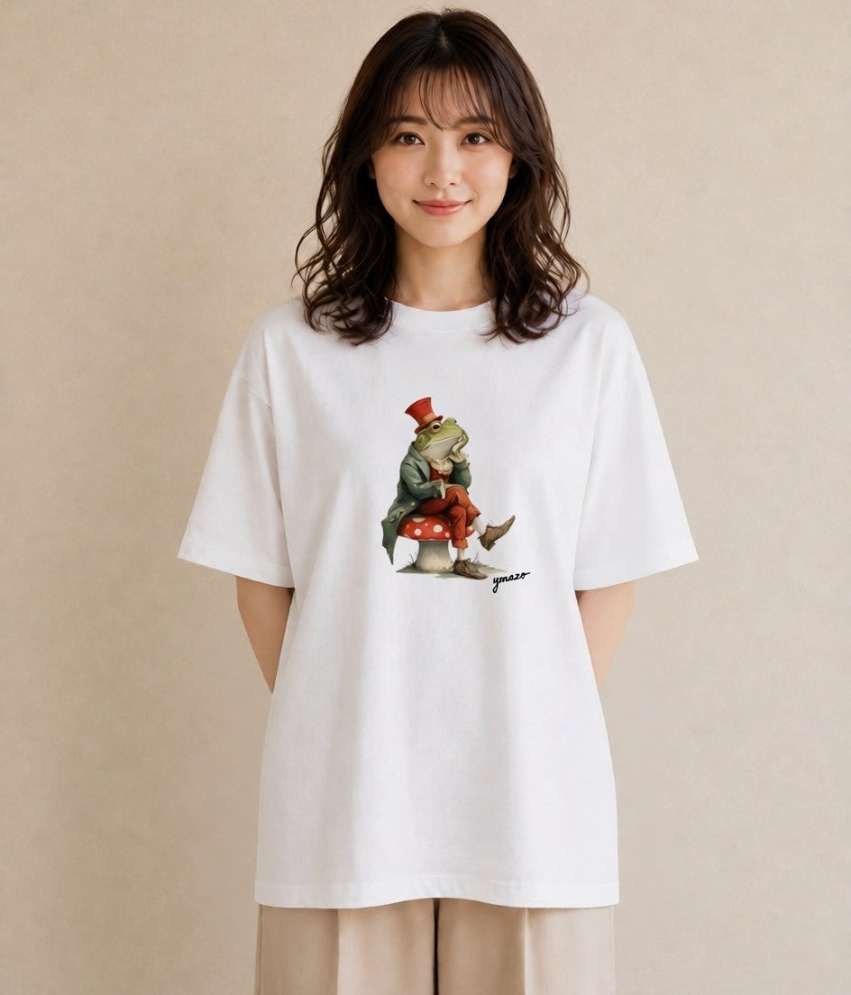 デザインTシャツ レディース アマガエル ペット 動物 イラスト 個性的 夏コーデ 通学 白T YMAZO