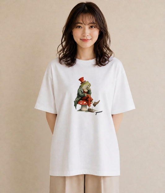 デザインTシャツ レディース アマガエル ペット 動物 イラスト 個性的 夏コーデ 通学 白T YMAZO
