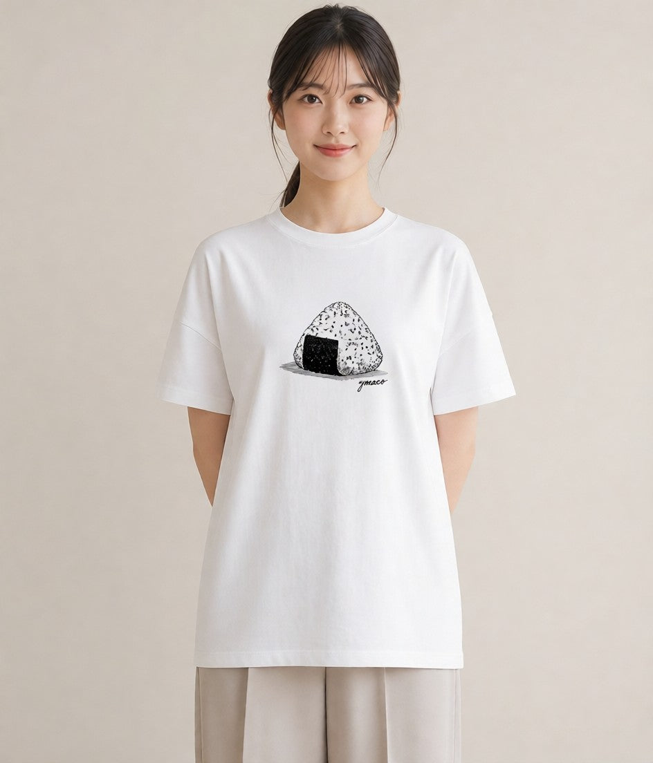 半袖Tシャツ レディース おにぎり 食べ物 フード イラスト 北欧風 部屋着 女性向けギフト 白T YMAZO