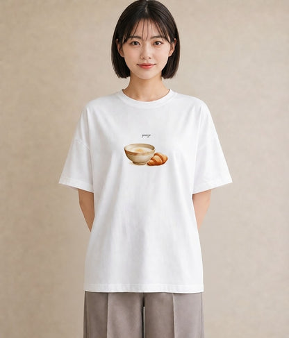 デザインTシャツ レディース たまご 食べ物 フード イラスト きれいめ 女子会 お揃い 白T YMAZO