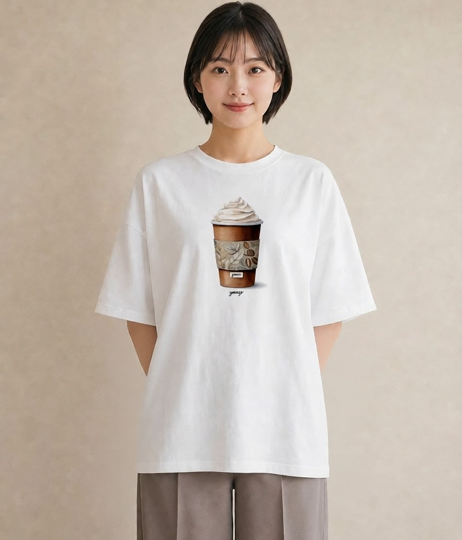 プリントTシャツ レディース エスプレッソ 食べ物 フード イラスト お洒落 お出かけ 普段着 白T YMAZO