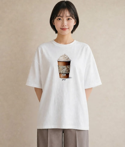プリントTシャツ レディース エスプレッソ 食べ物 フード イラスト お洒落 お出かけ 普段着 白T YMAZO