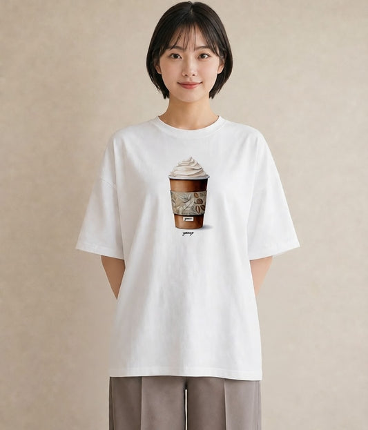 プリントTシャツ レディース エスプレッソ 食べ物 フード イラスト お洒落 お出かけ 普段着 白T YMAZO