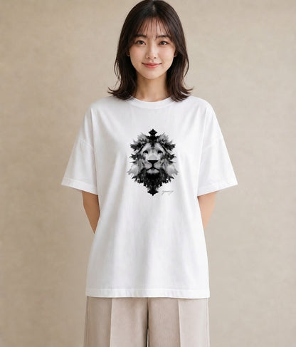 半袖Tシャツ レディース ライオン 動物 アニマル イラスト お揃い 親子 白T YMAZO