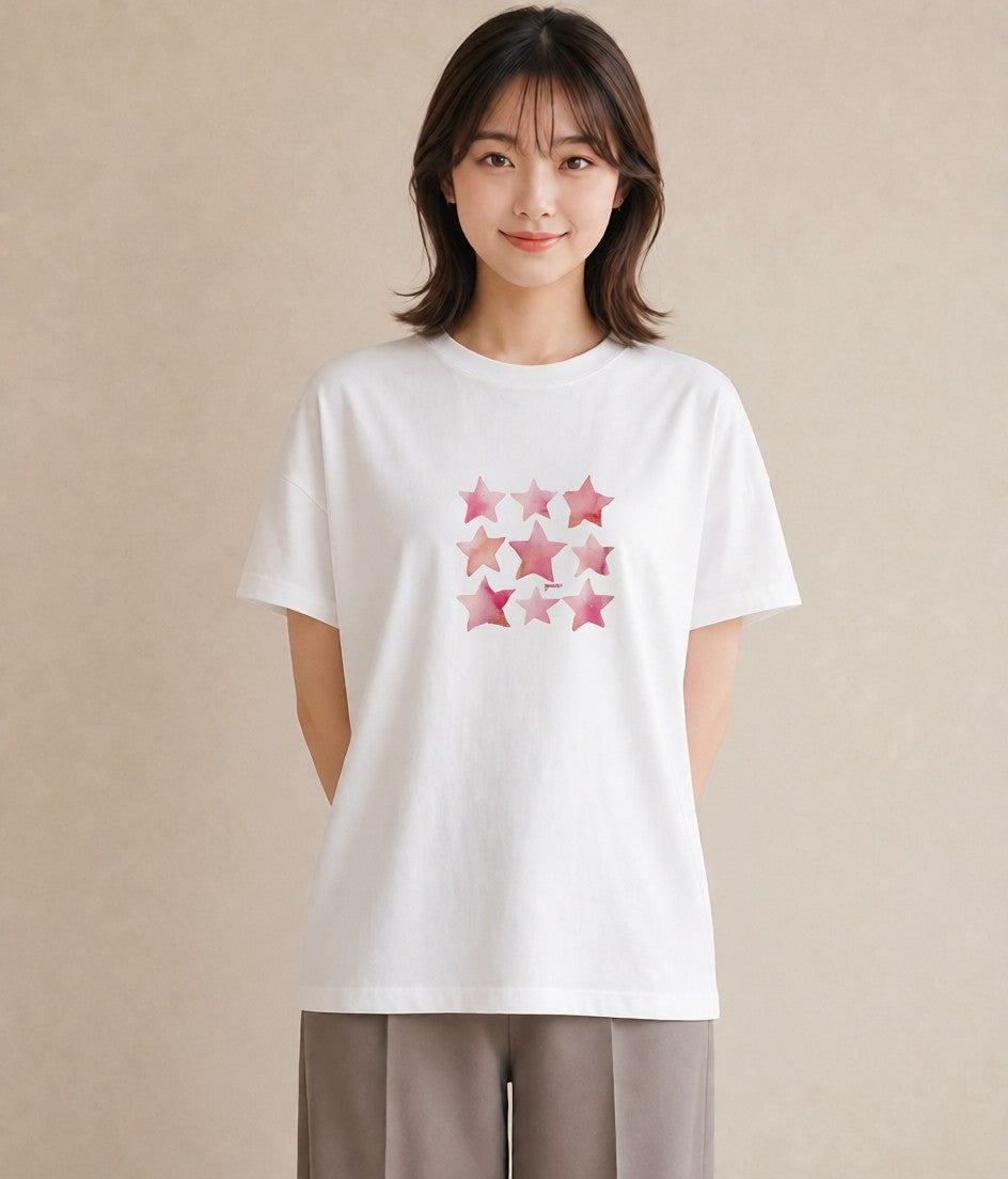 プリントTシャツ レディース 牡牛座 星空 宇宙 イラスト ラフ 母娘コーデ 自分用 白T YMAZO