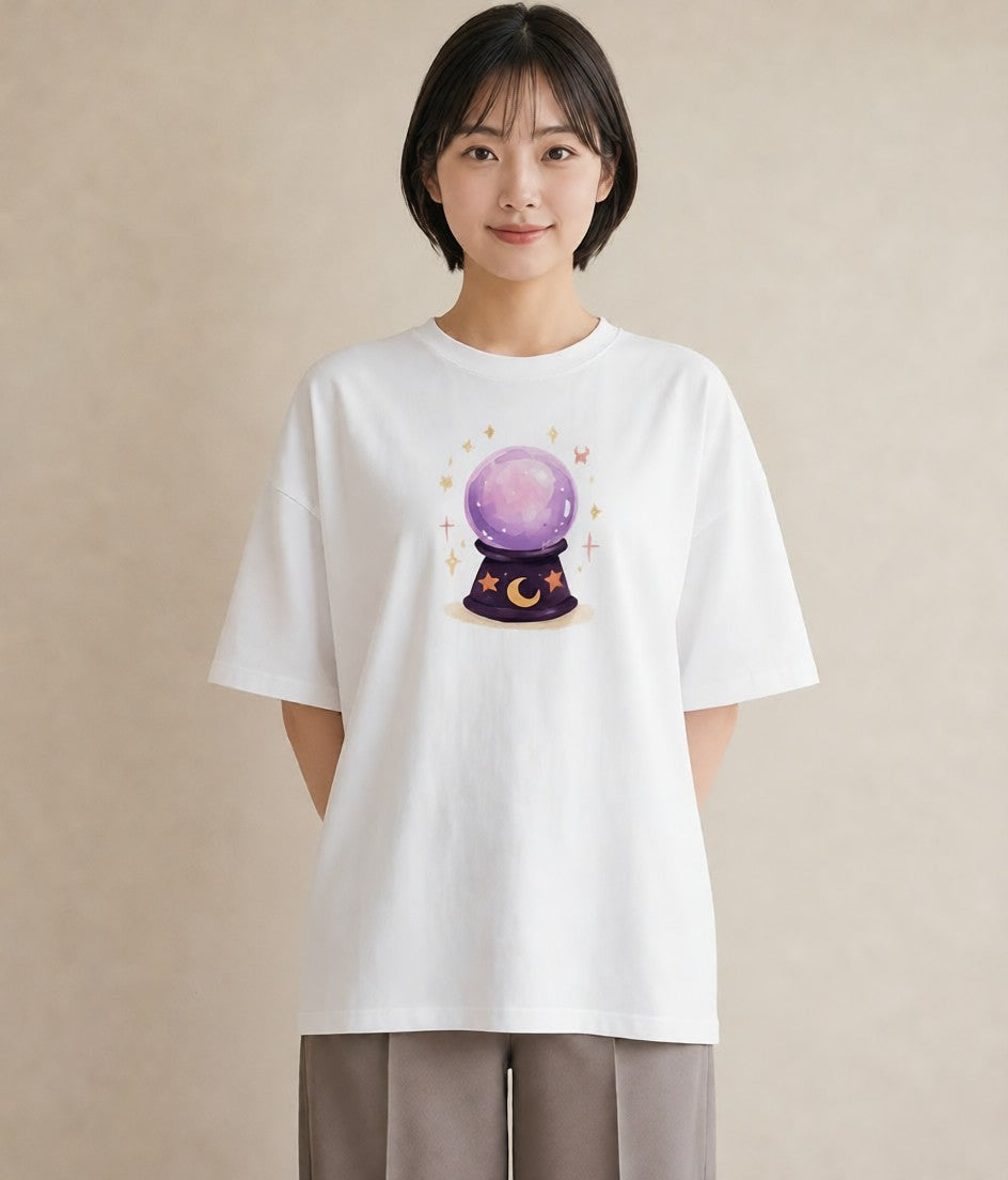 半袖Tシャツ レディース 天秤座 星空 宇宙 イラスト アート風 週末コーデ 敬老の日 白T YMAZO
