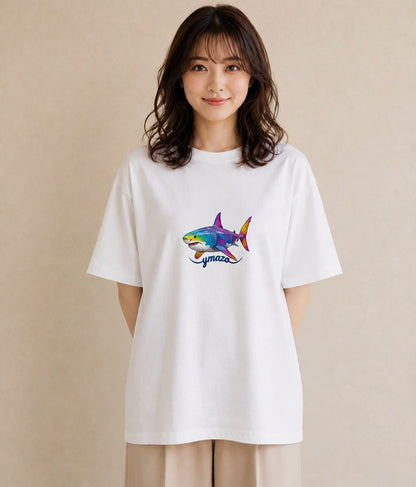 グラフィックTシャツ レディース サメ 海の生き物 海 イラスト ニュアンス 在宅 公園 白T YMAZO