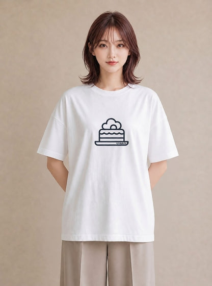 Tシャツ レディース スイーツ お菓子 デザート イラスト 北欧風 海 カフェ巡り 白T YMAZO