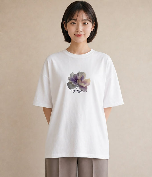 グラフィックTシャツ レディース コスモス 秋桜 花 花柄 イラスト カフェコーデ クリスマス 旅行 白T YMAZO