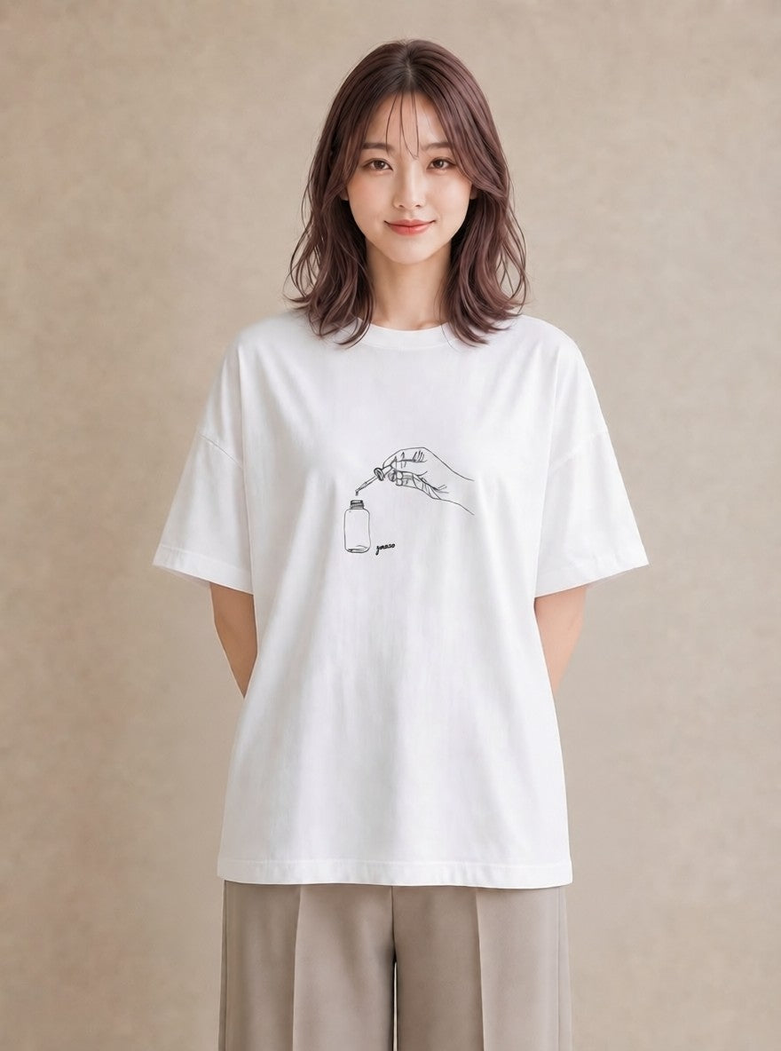 プリントTシャツ レディース 香水 香水瓶 パフューム イラスト きれいめカジュアル 母娘コーデ 自分用 白T YMAZO