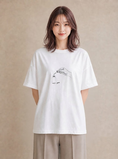 プリントTシャツ レディース 香水 香水瓶 パフューム イラスト きれいめカジュアル 母娘コーデ 自分用 白T YMAZO