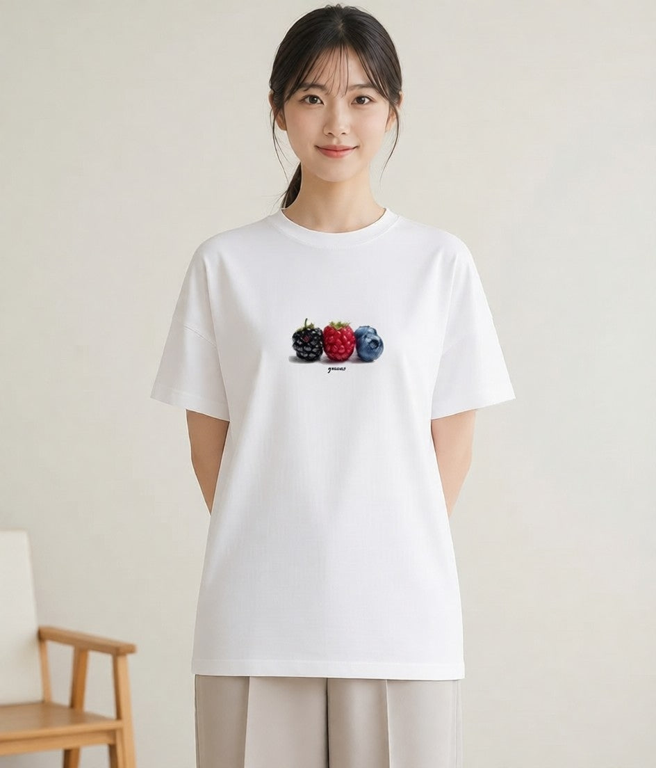 デザインTシャツ レディース 木の実 植物 ボタニカル イラスト 上品 送別ギフト 通勤 白T YMAZO