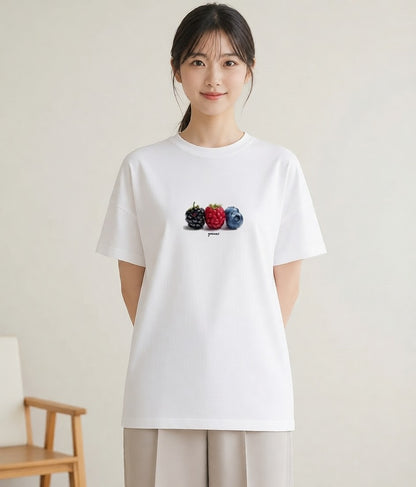 デザインTシャツ レディース 木の実 植物 ボタニカル イラスト 上品 送別ギフト 通勤 白T YMAZO