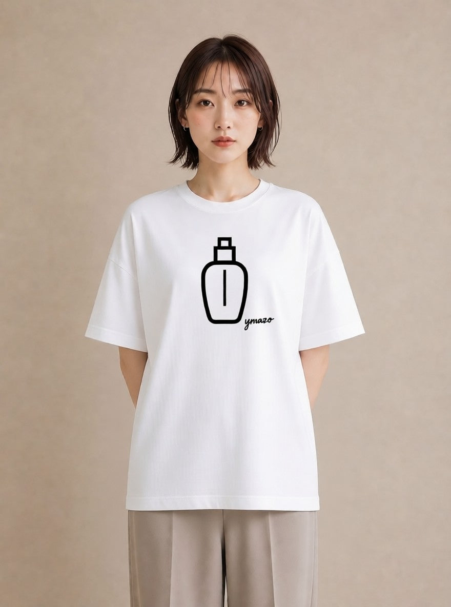 デザインTシャツ レディース 香水 香水瓶 パフューム イラスト 可愛い 帰省 ラフ 白T YMAZO
