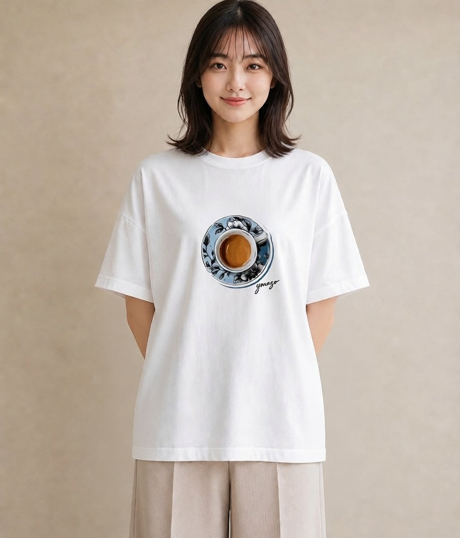 グラフィックTシャツ レディース 抹茶 食べ物 フード イラスト ボタニカル ママ カフェ服 白T YMAZO