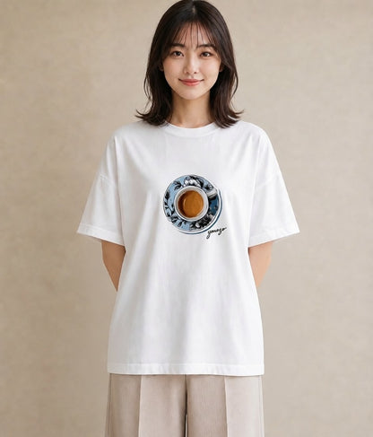 グラフィックTシャツ レディース 抹茶 食べ物 フード イラスト ボタニカル ママ カフェ服 白T YMAZO