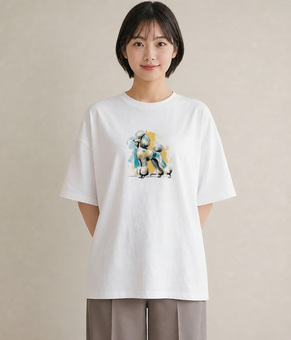 デザインTシャツ レディース トイプードル プードル 犬 いぬ イラスト レトロ おしゃれギフト 社会人 白T YMAZO
