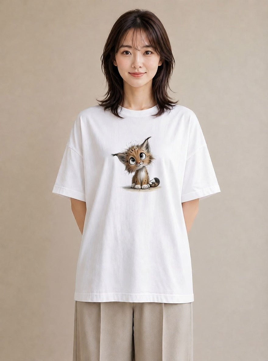 半袖Tシャツ レディース 子猫 猫 ねこ イラスト 個性的 母娘コーデ 自分用 白T YMAZO