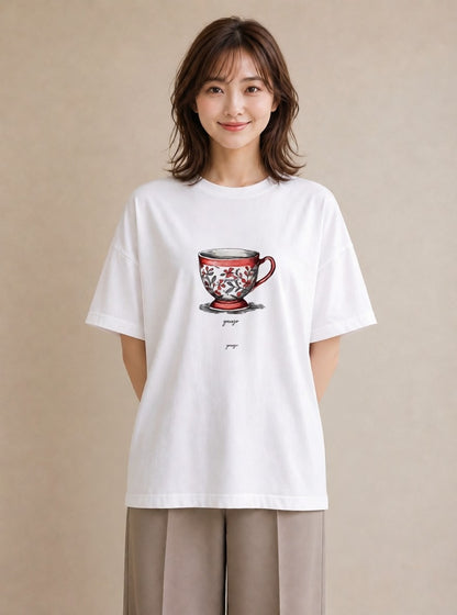グラフィックTシャツ レディース ハーブティー 食べ物 フード イラスト シック 友達ギフト 部屋着 白T YMAZO
