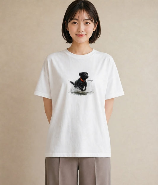 Tシャツ レディース ラブラドールレトリバー 犬 いぬ イラスト ラフ おしゃれギフト 社会人 白T YMAZO