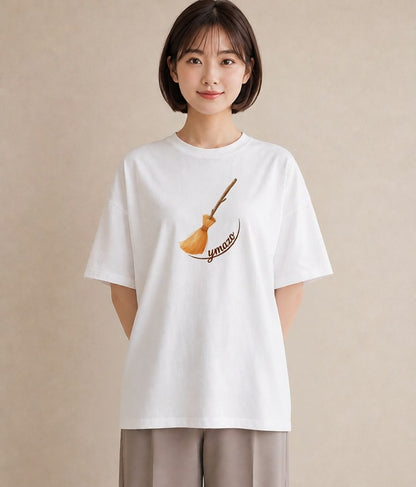 Tシャツ レディース 手鏡 アンティーク レトロ ナチュラル イラスト 個性的 クリスマス 旅行 白T YMAZO