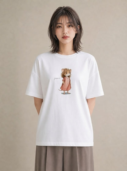 グラフィックTシャツ レディース ロボロフスキー ペット 動物 イラスト ポップ ホワイトデー 春服 白T YMAZO