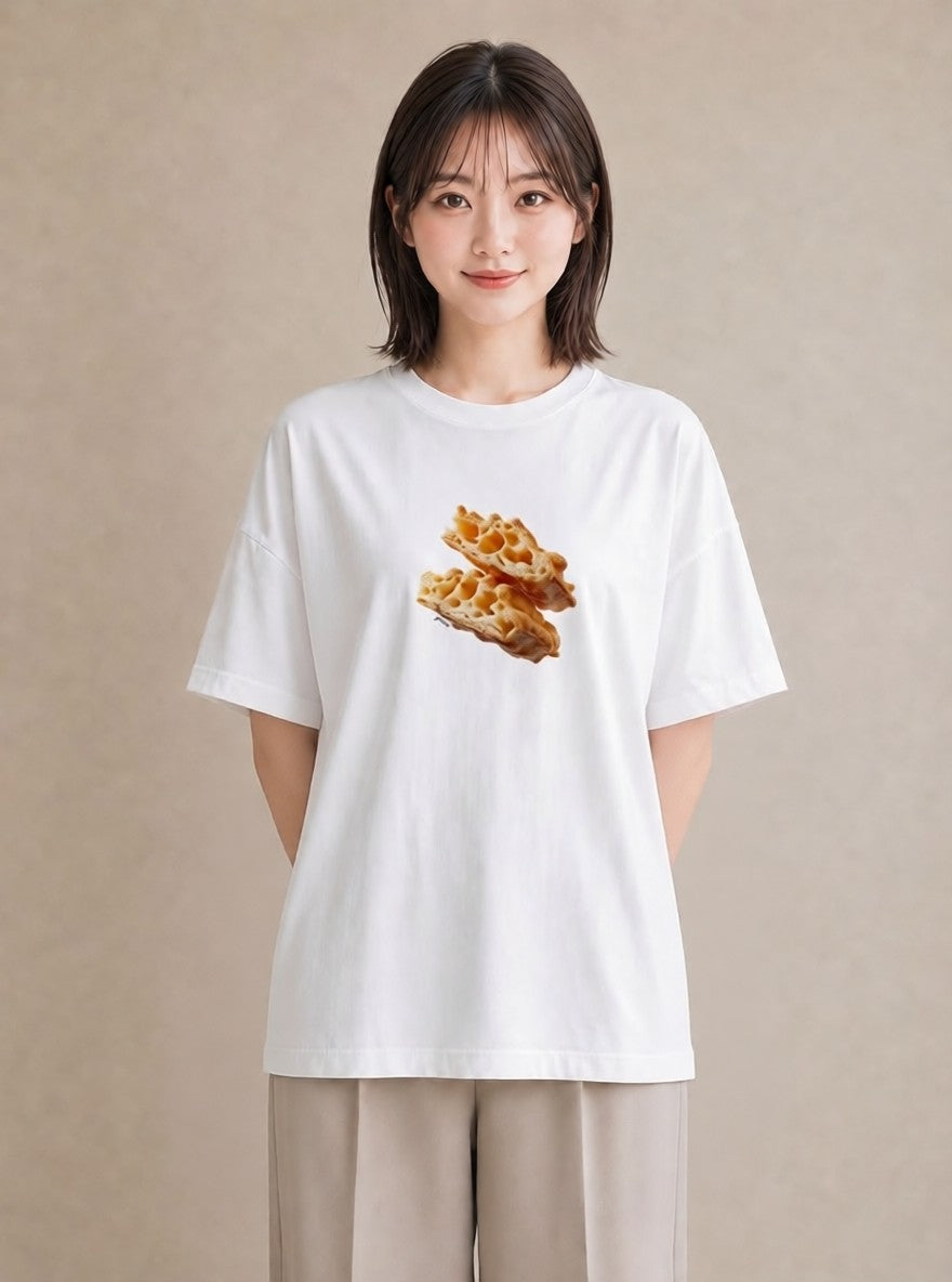 半袖Tシャツ レディース たい焼き 食べ物 フード イラスト アート風 親子 20代 白T YMAZO