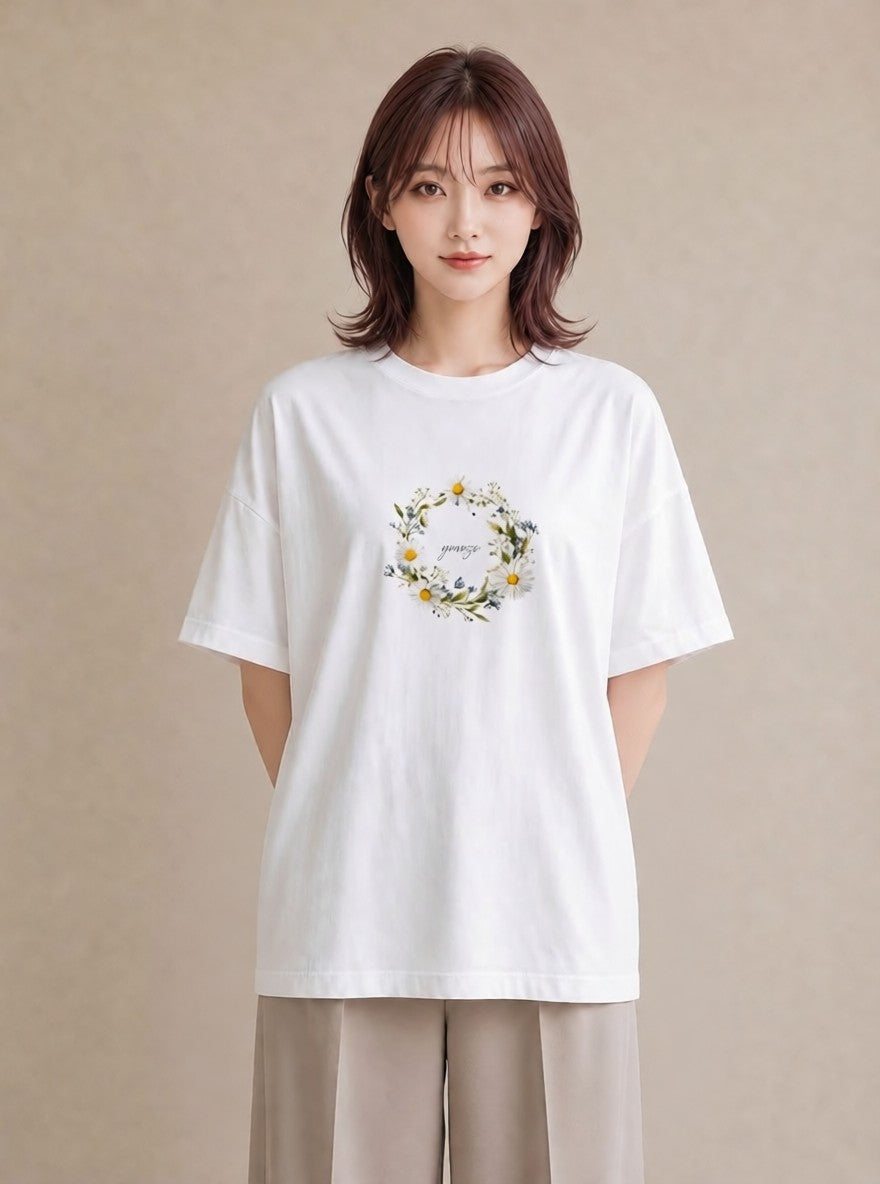 グラフィックTシャツ レディース マーガレット 花 花柄 イラスト ギフト 母の日 白T