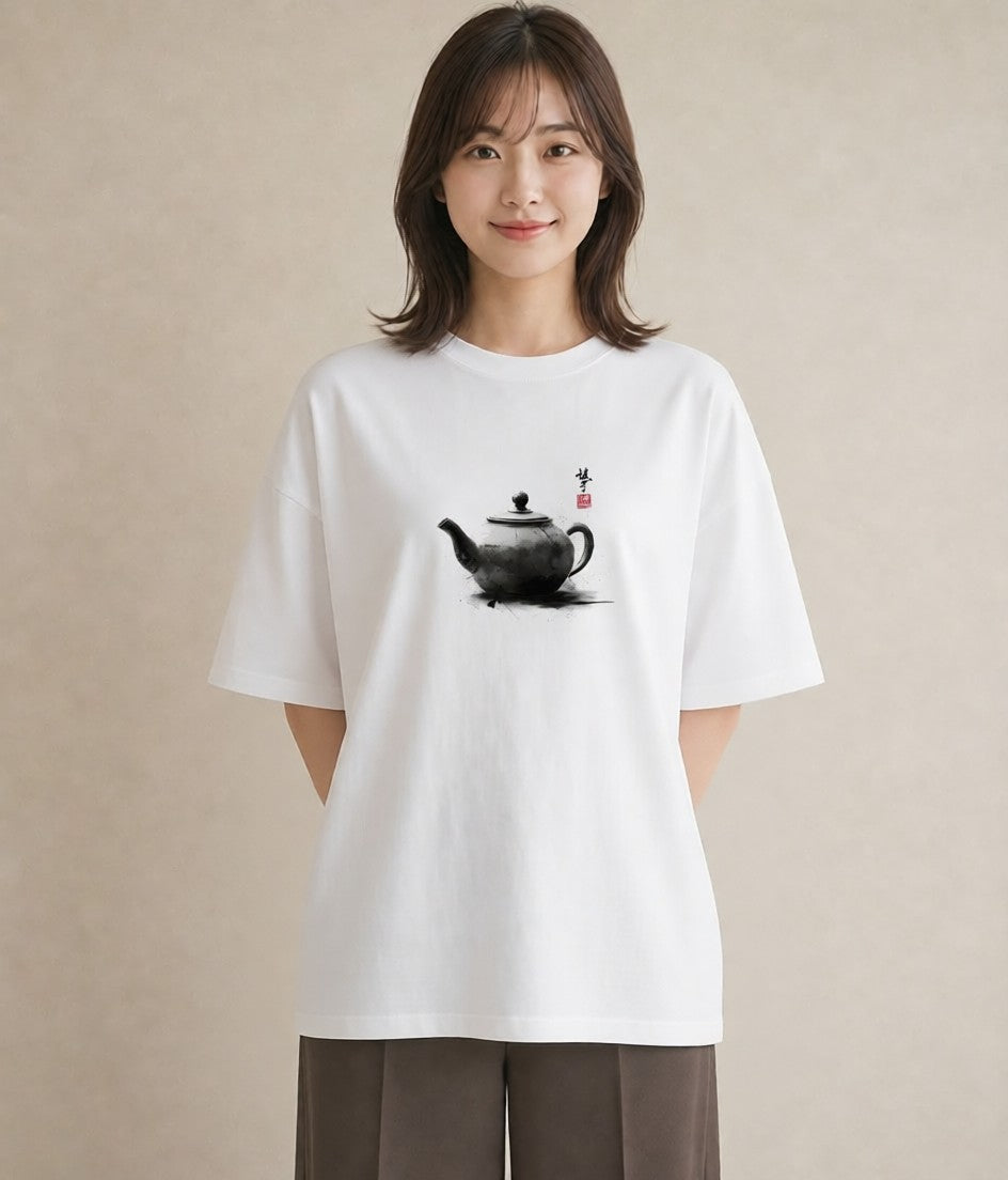 Tシャツ レディース 紅茶 食べ物 フード イラスト こなれ感 帰省 ラフ 白T YMAZO