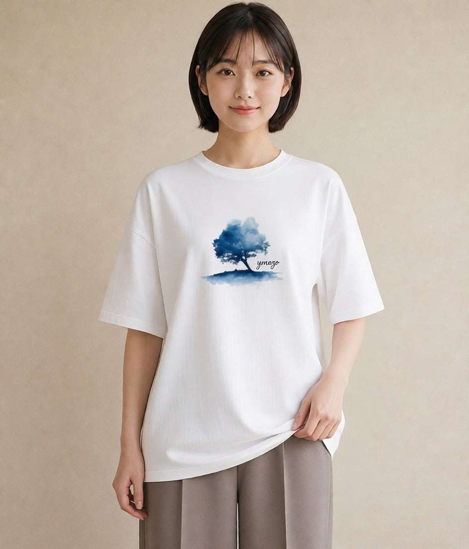 デザインTシャツ レディース 盆栽 植物 ボタニカル イラスト こなれ感 普段着 週末コーデ 白T YMAZO