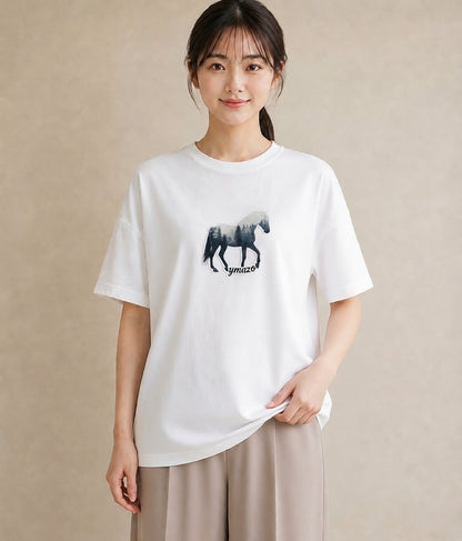 Tシャツ レディース 森 植物 ボタニカル イラスト ゆるコーデ 夏コーデ 通学 白T YMAZO