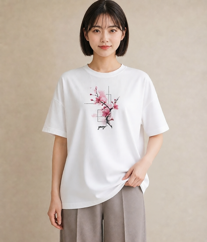 Tシャツ レディース さくら 桜 サクラ 花 花柄 イラスト ボタニカル 女性向けギフト 散歩 白T