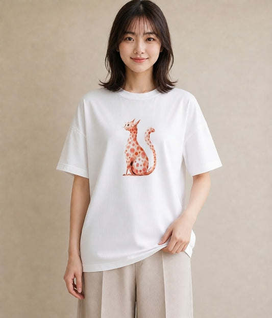 プリントTシャツ レディース スフィンクス 猫 ねこ イラスト ゆるコーデ 女性 旅行用 白T YMAZO