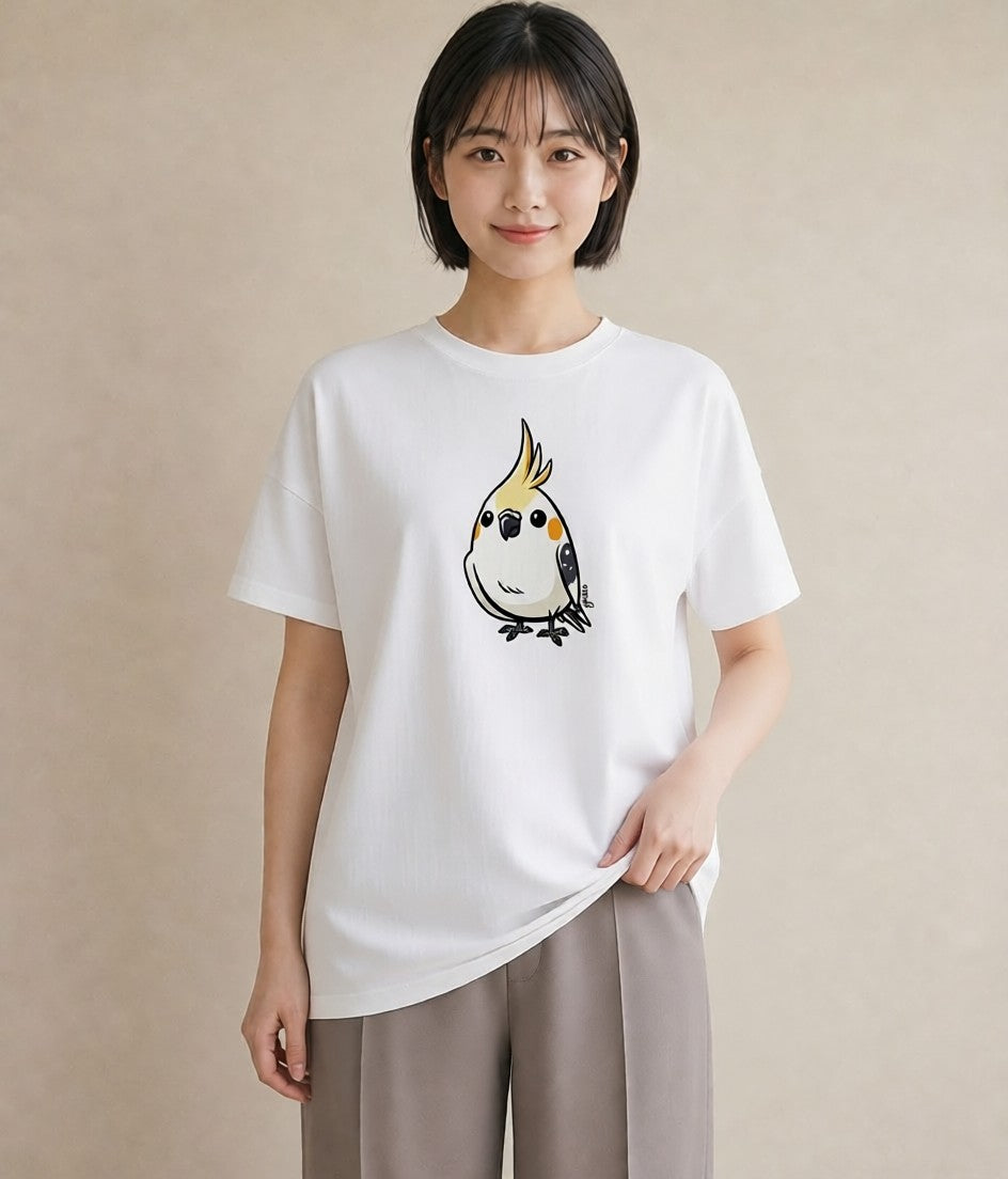 Tシャツ レディース オカメインコ ペット 動物 イラスト 韓国風 デート 帰省 白T YMAZO