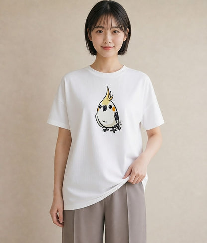 Tシャツ レディース オカメインコ ペット 動物 イラスト 韓国風 デート 帰省 白T YMAZO