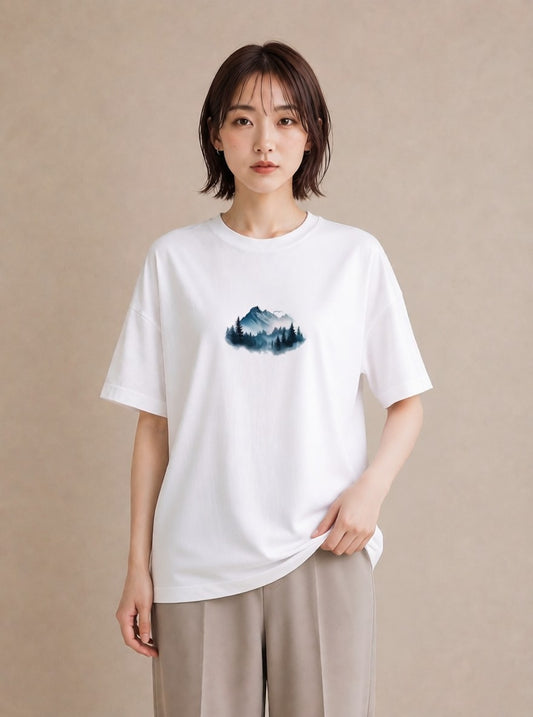 プリントTシャツ レディース 山 星空 宇宙 イラスト カフェコーデ 部屋着 女性向けギフト 白T YMAZO