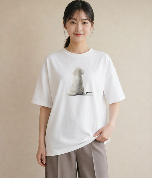 Tシャツ レディース ビションフリーゼ 犬 いぬ イラスト お揃い 親子 白T YMAZO