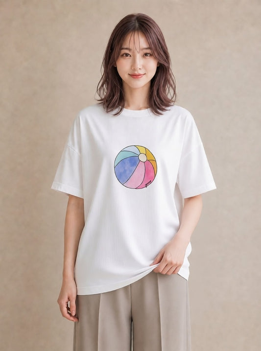 デザインTシャツ レディース わたあめ 食べ物 フード イラスト ナチュラル 春服 ミセス 白T YMAZO