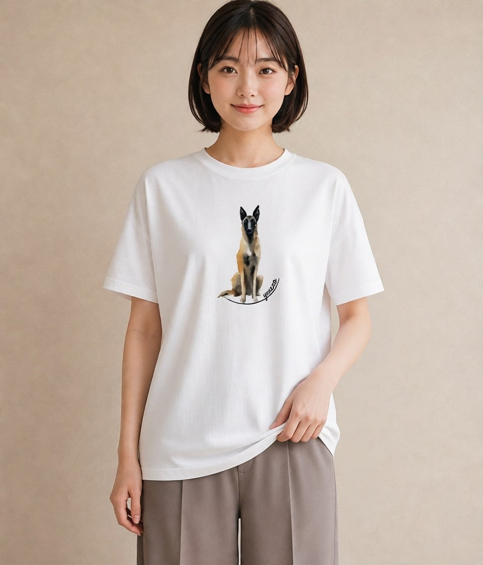 プリントTシャツ レディース 犬好き 犬 いぬ イラスト レイヤード 友達ギフト 白T YMAZO