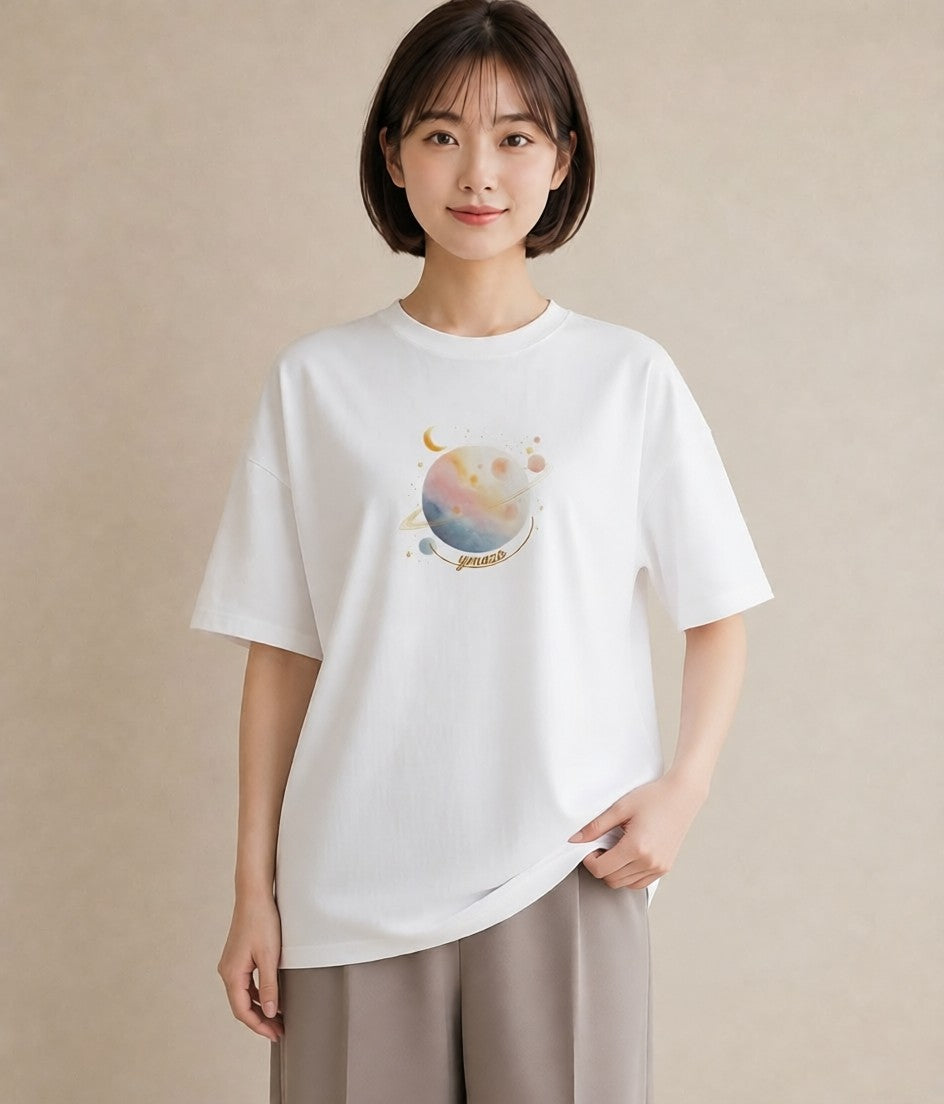 プリントTシャツ レディース 射手座 星空 宇宙 イラスト ゆるかわ ルームウェア ギフト 白T YMAZO