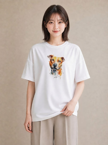 グラフィックTシャツ レディース ミックス犬 犬 いぬ イラスト 韓国風 お揃い 親子 白T YMAZO