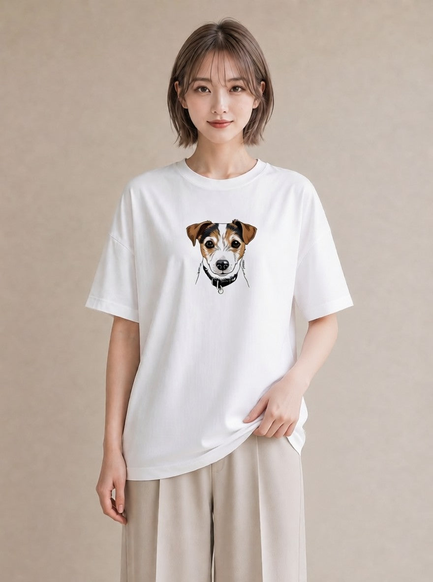 半袖Tシャツ レディース わんこ 犬 いぬ イラスト きれいめ 友達ギフト 部屋着 白T YMAZO