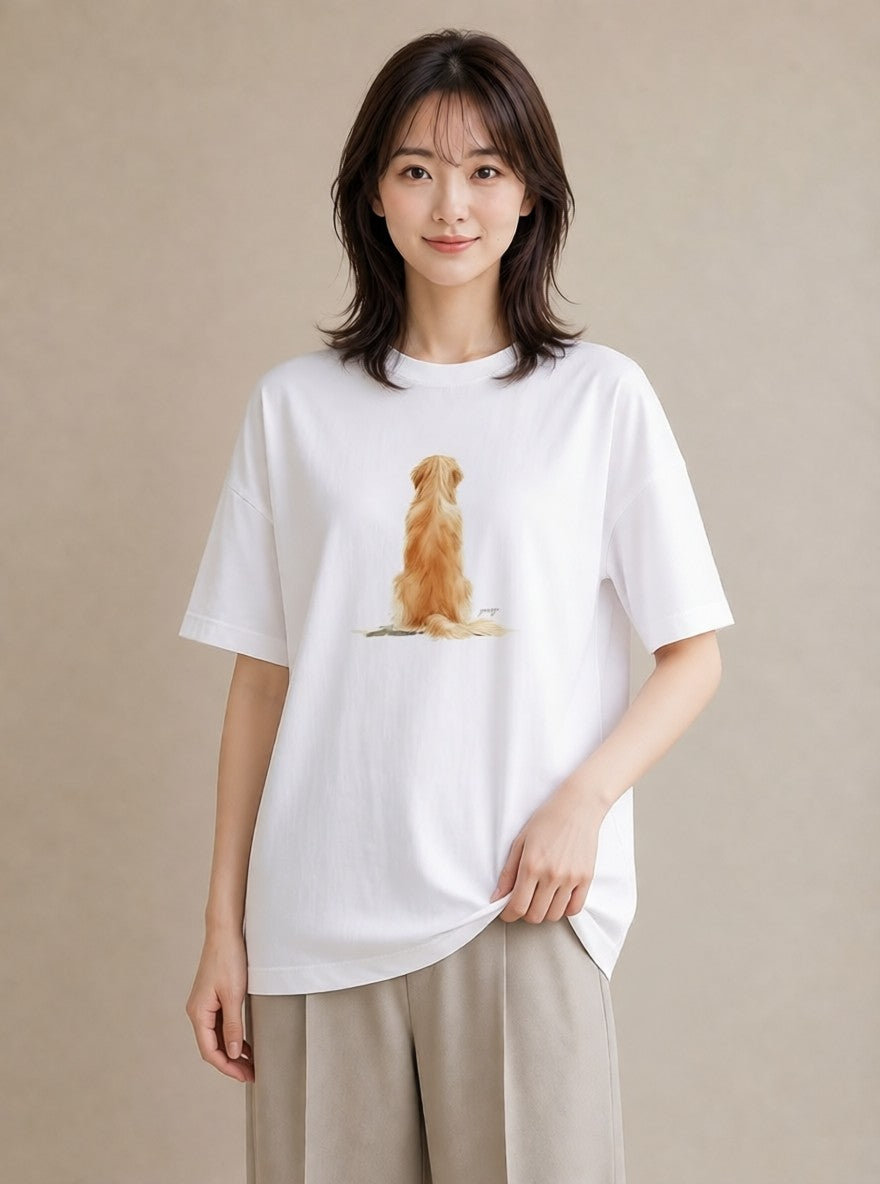 グラフィックTシャツ レディース 老犬 犬 いぬ イラスト 北欧風 ルームウェア ギフト 白T YMAZO